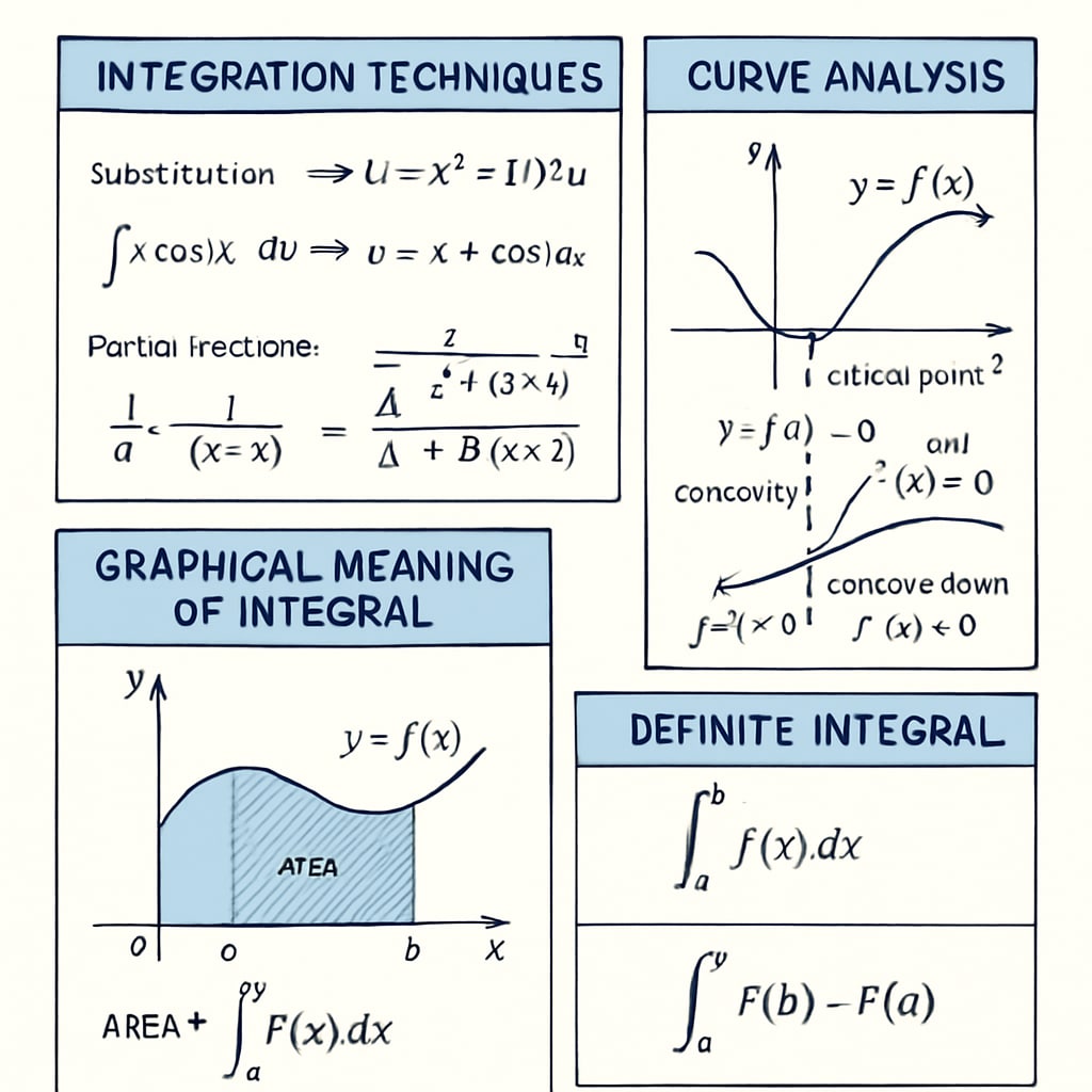 Calculus II concepts for Biostatistics, including integration and curve analysis.