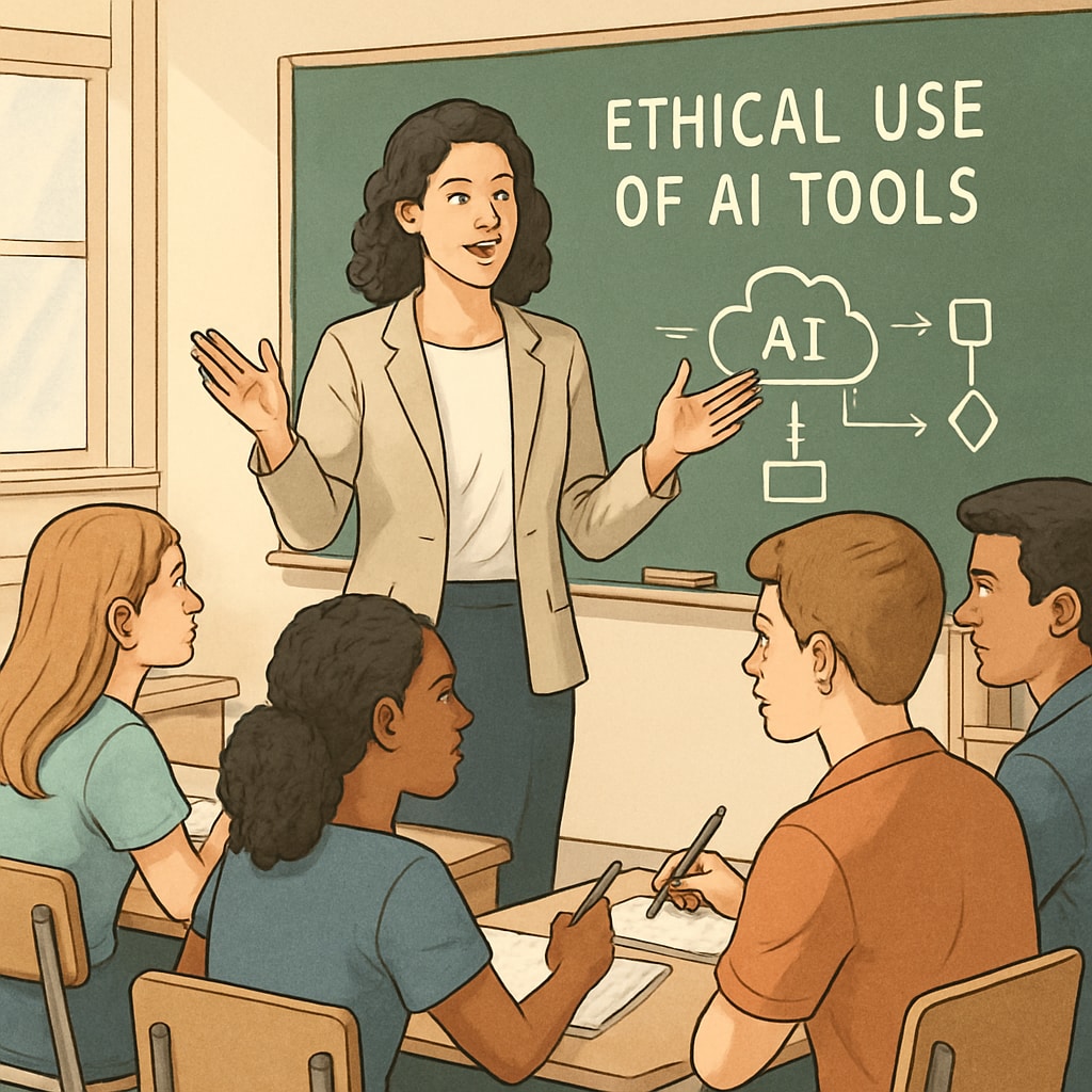 A teacher discussing the ethical use of AI tools with students.