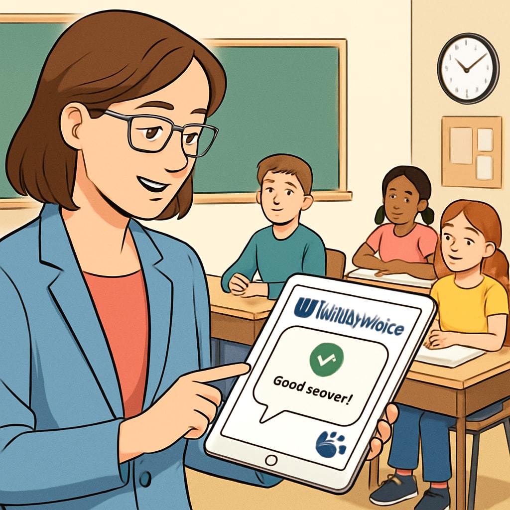 Teacher using WillowVoice speech recognition to enhance classroom feedback efficiency
