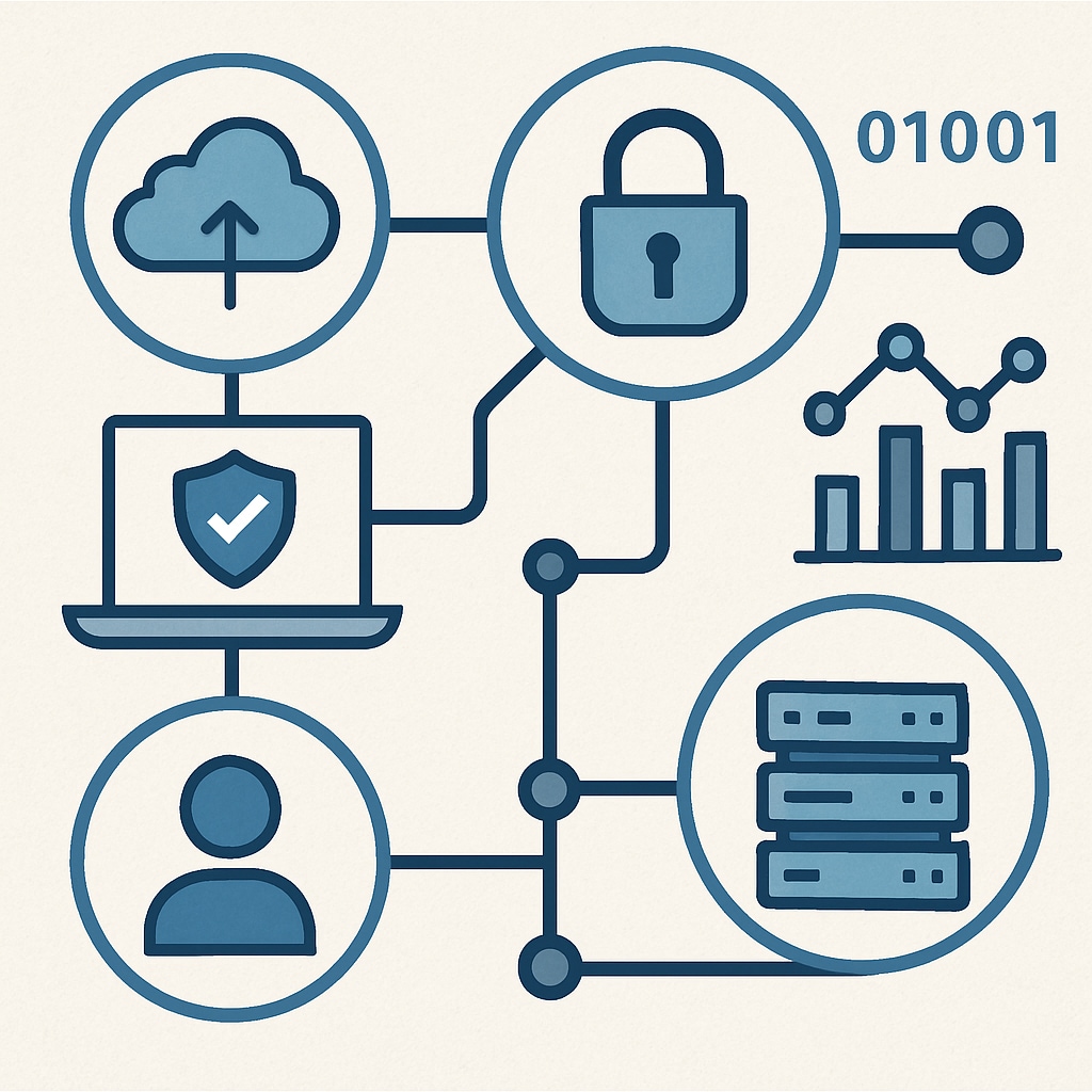 Abstract digital network representing cybersecurity and data science.