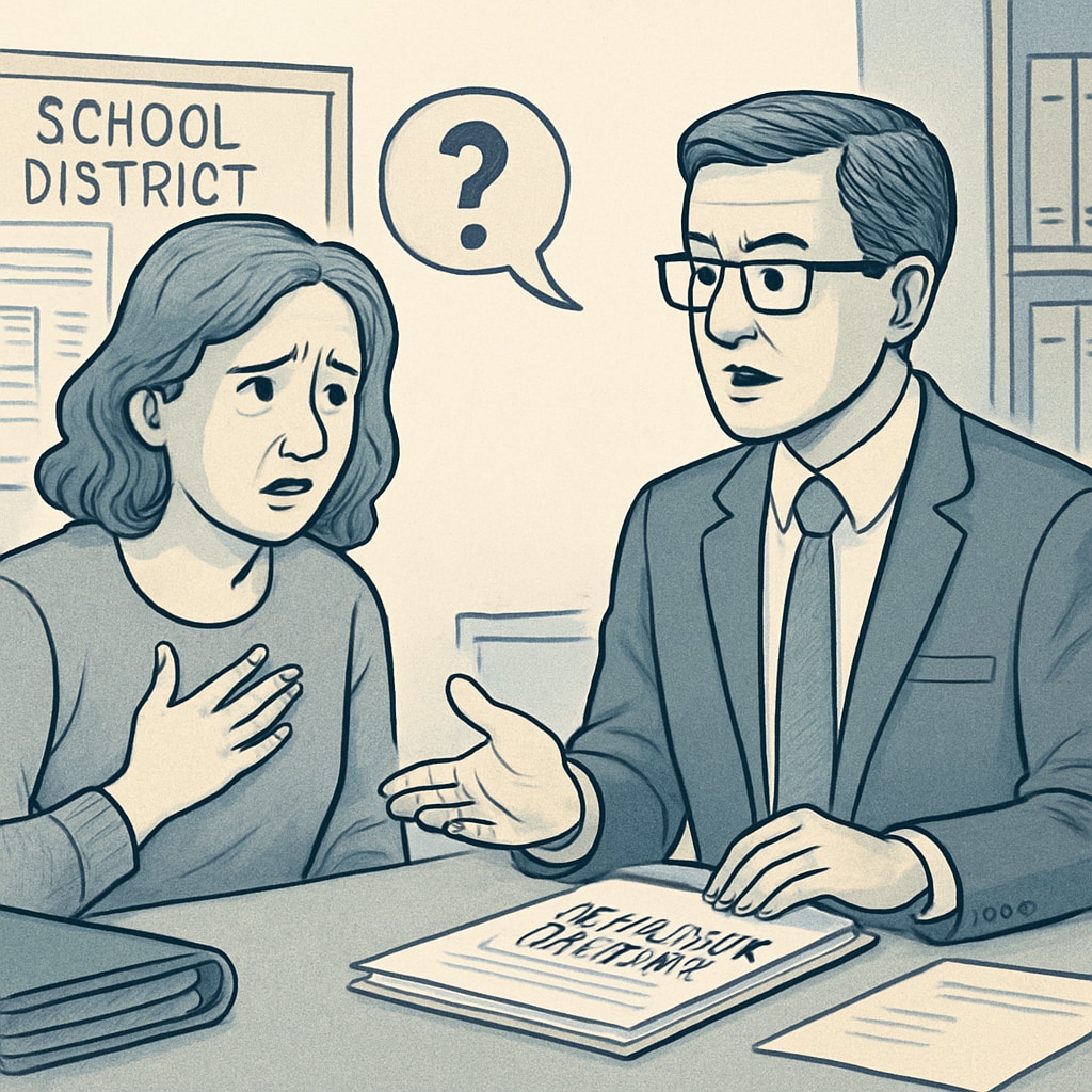 Parent discussing school transfer issues with an administrator.