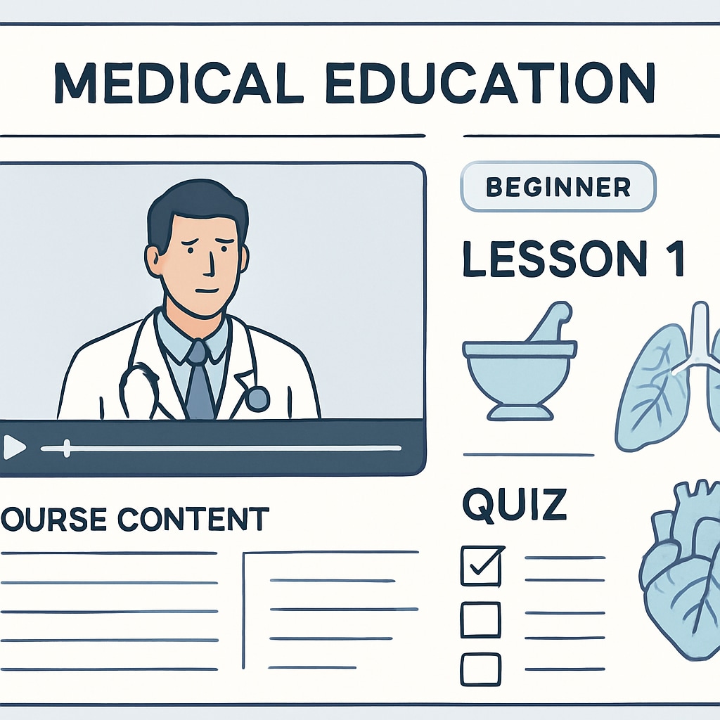 Online course interface featuring a medical education module for beginners.