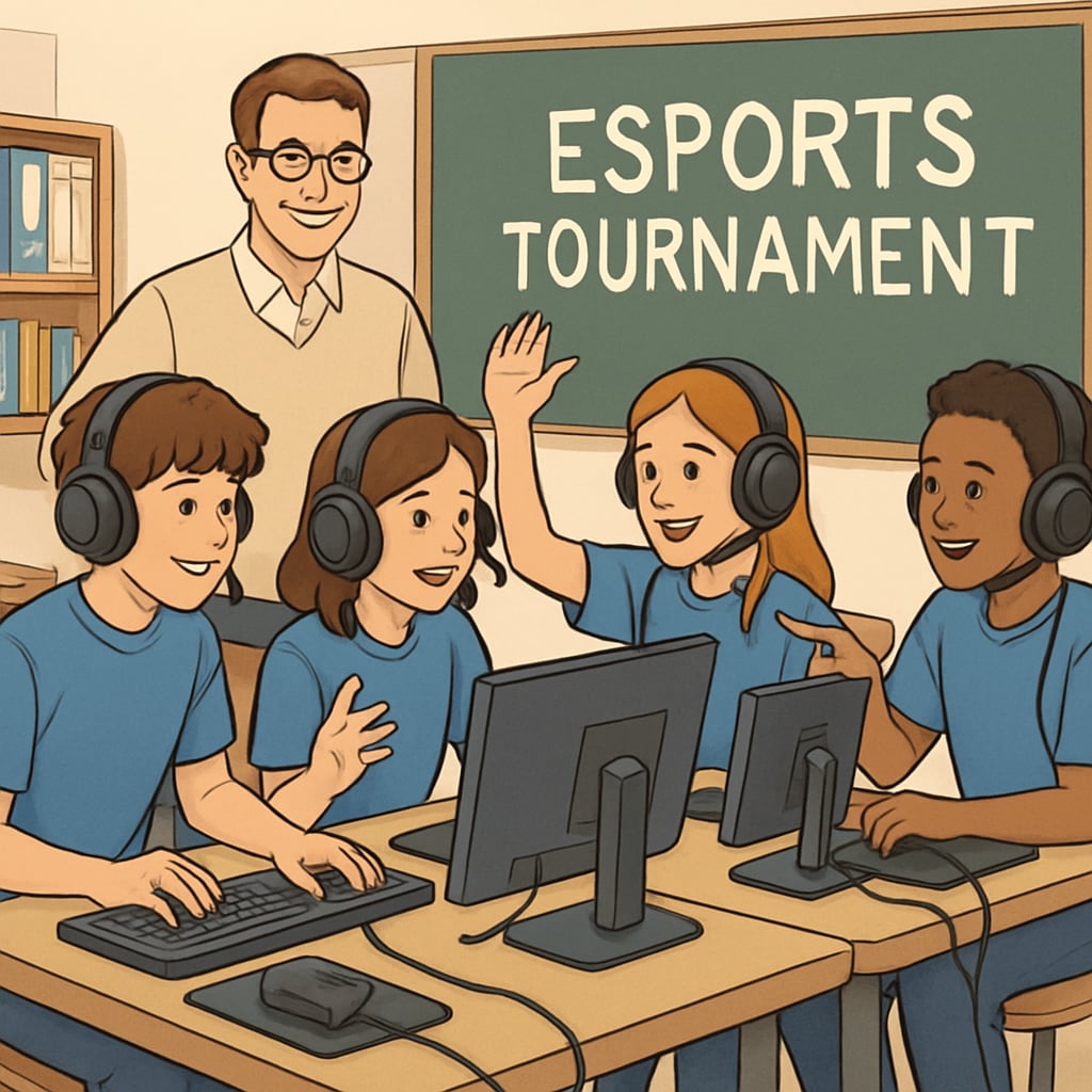 Students participating in an esports tournament for educational purposes.