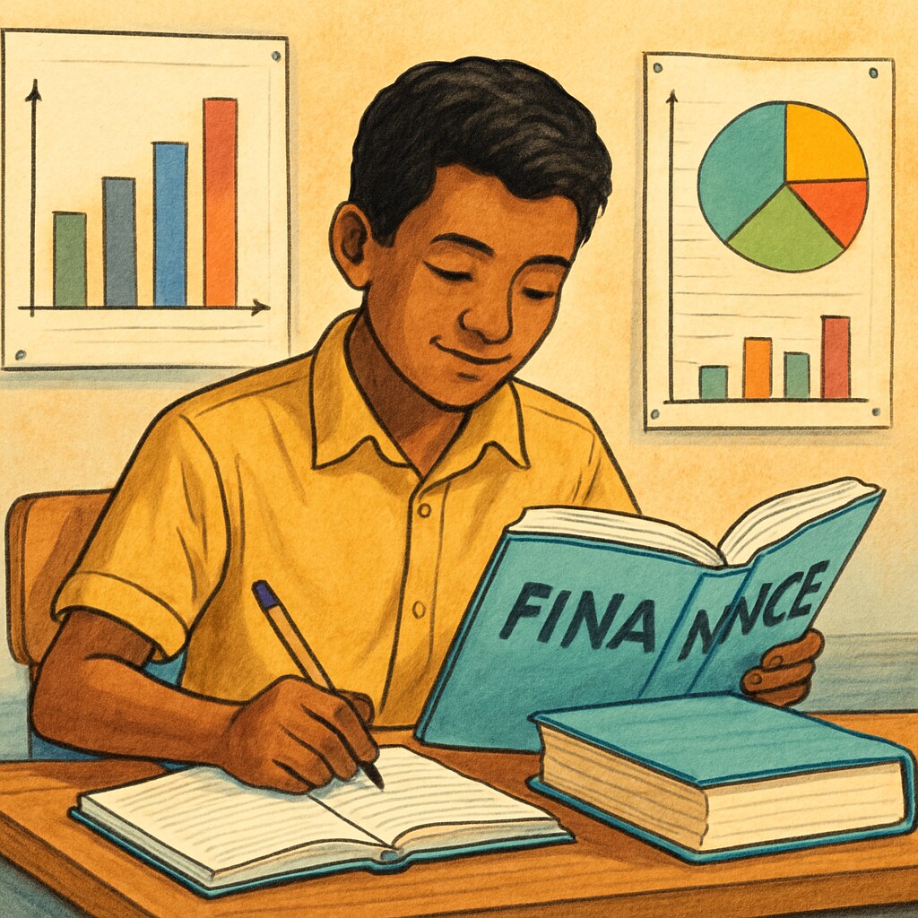 A young finance student in a classroom setting, symbolizing education in a developing nation. Finance student in a classroom in a developing country, representing financial education.