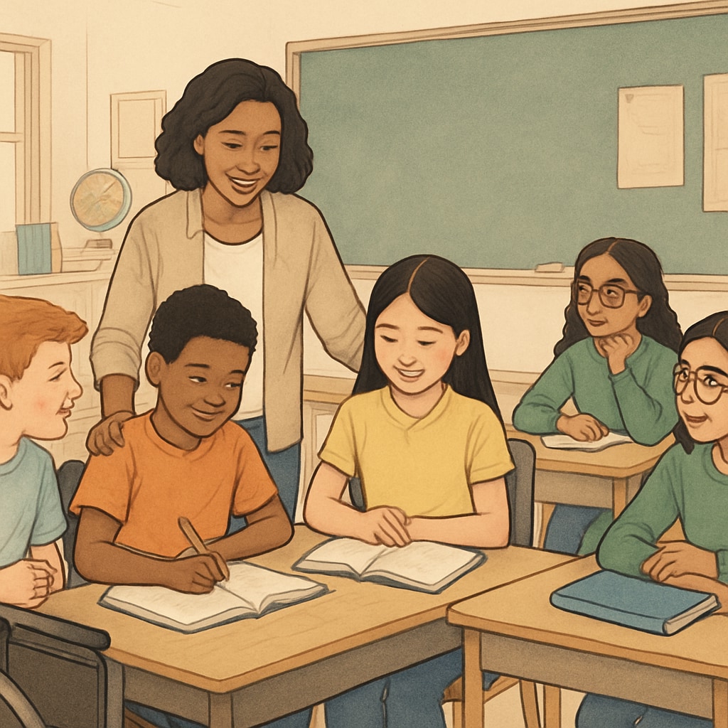 Diverse students in a classroom representing the importance of inclusive education and addressing discrimination.