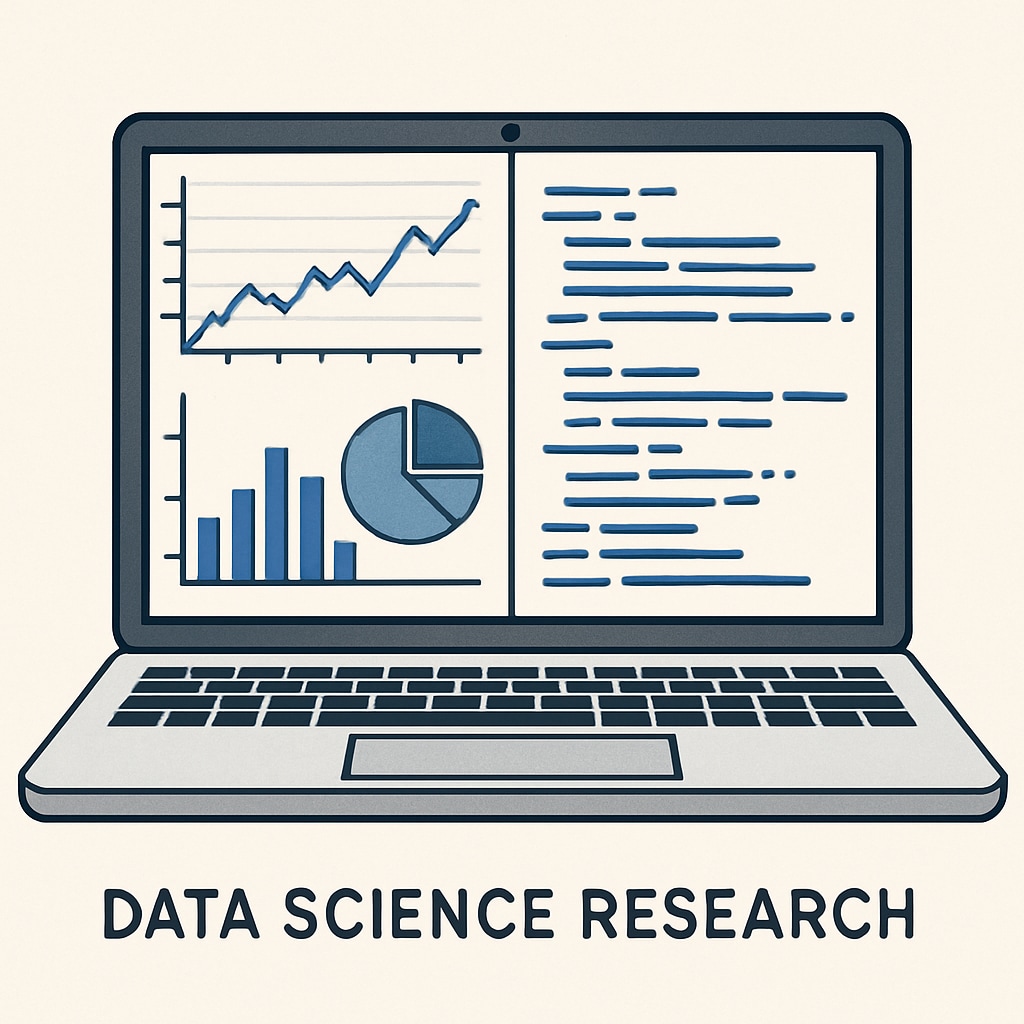Laptop screen displaying data science projects and code.