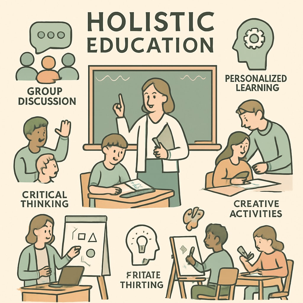 A classroom setting illustrating diverse teaching methods in the U.S., highlighting the holistic approach to education. Diverse teaching methods in a U.S. classroom, reflecting equity-focused education policies.
