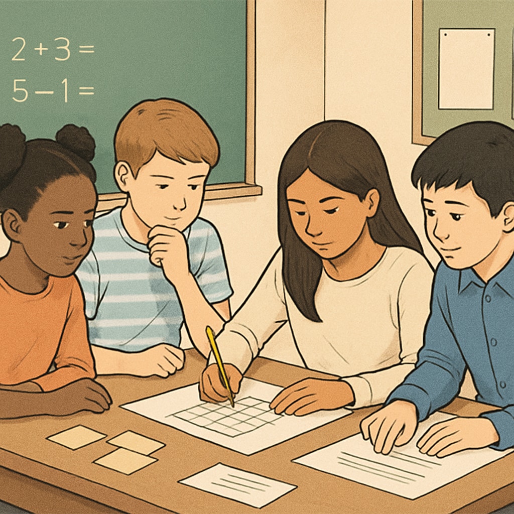 Students in a classroom working on problem-solving activities to develop analytical thinking skills