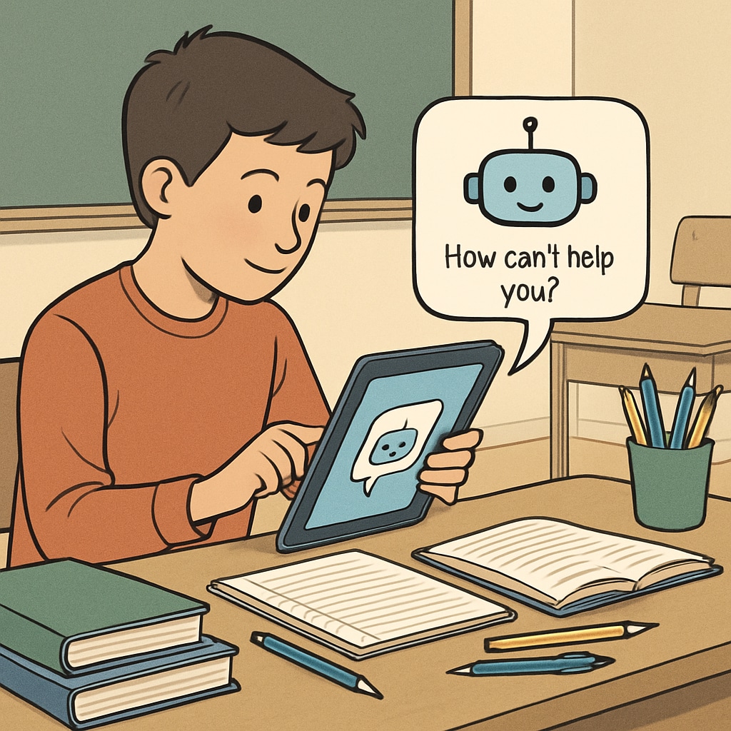 Student using an AI tool to complete homework, demonstrating academic assistance.