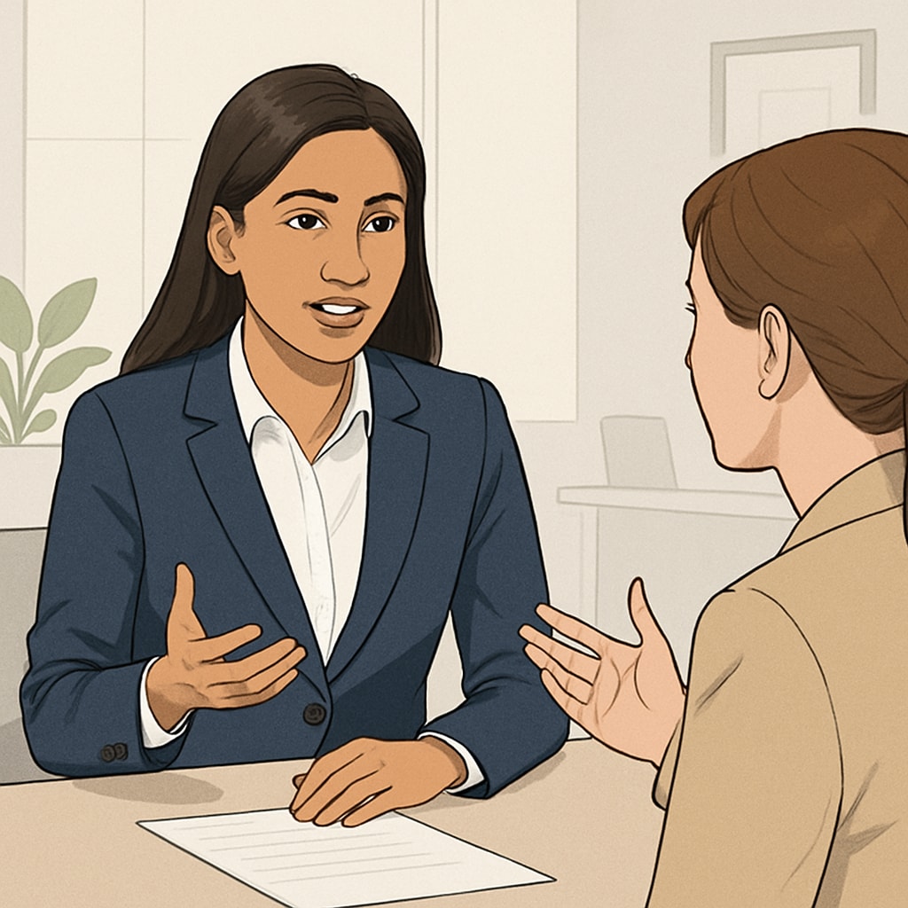 Woman entrepreneur practicing mindful communication in a professional setting.