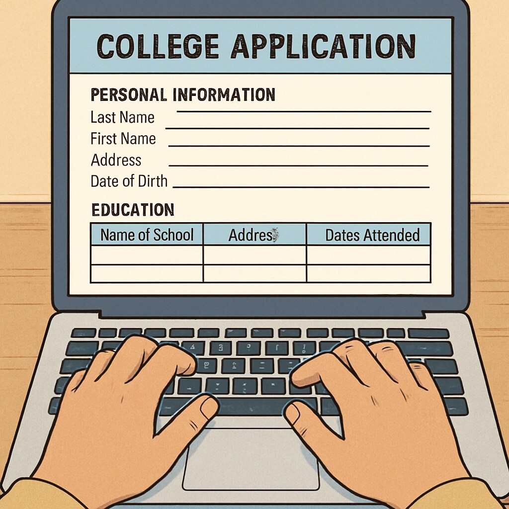 Student working on college applications.