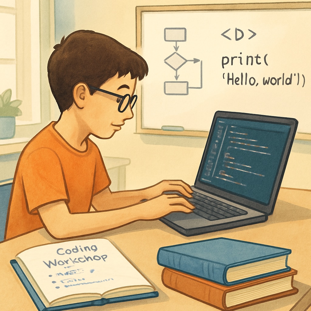 High school student engaged in coding practice as part of STEM learning.
