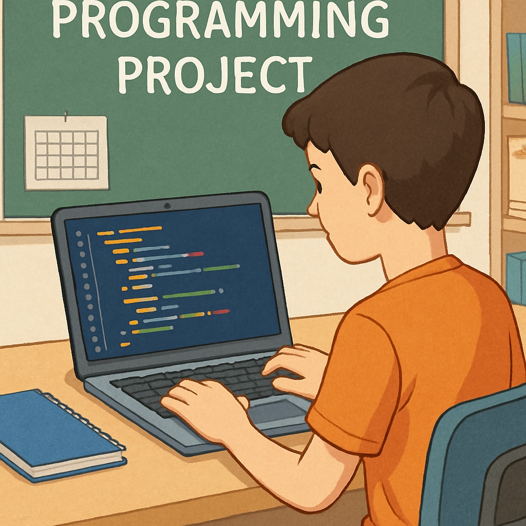 Student coding on a laptop, symbolizing career planning in IT and programming.