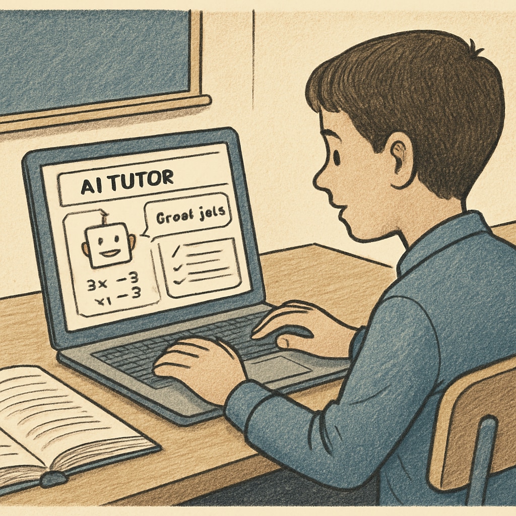 Student using AI educational tool for personalized learning and feedback.