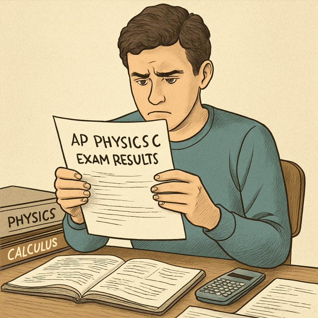 Concerned student reviewing AP Physics C exam results