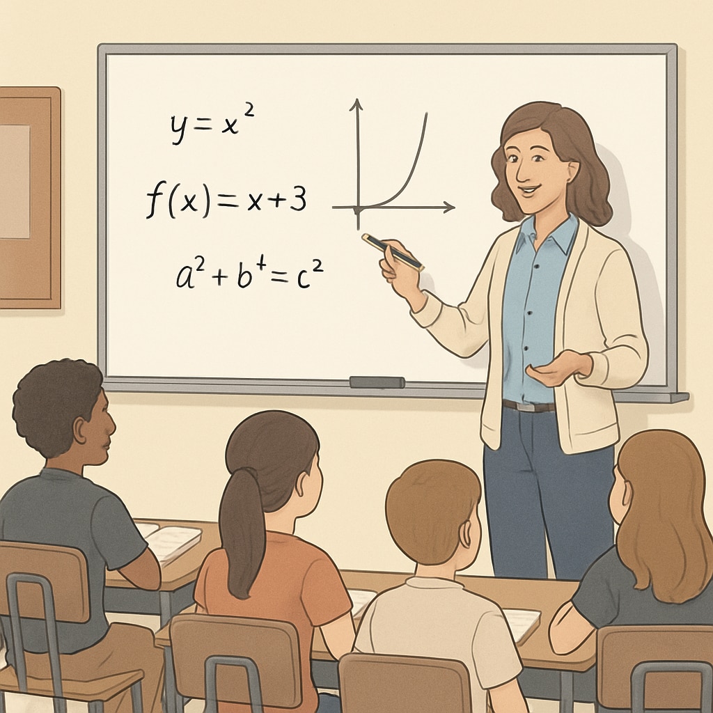 A classroom setting where students are learning mathematical concepts on a whiteboard. Students in a classroom discussing mathematics, related to Calculus II and Linear Algebra.