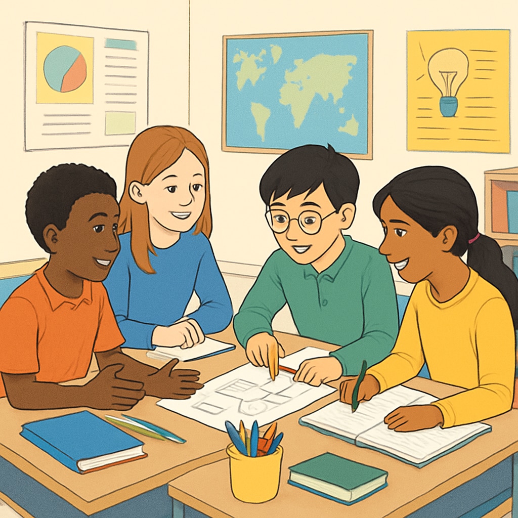 K12 students working collaboratively to develop critical thinking skills.