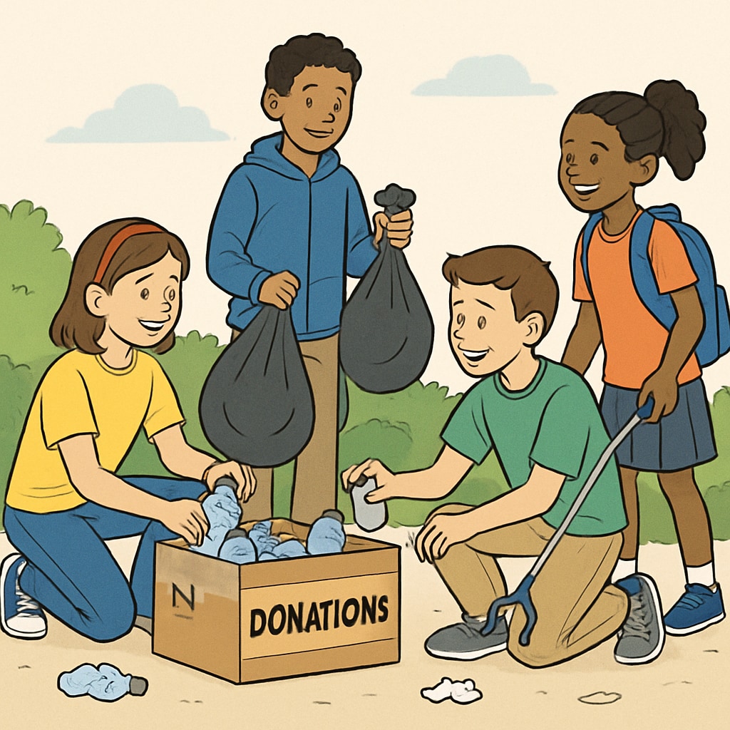 Students engaging in community service to foster teamwork and character development.