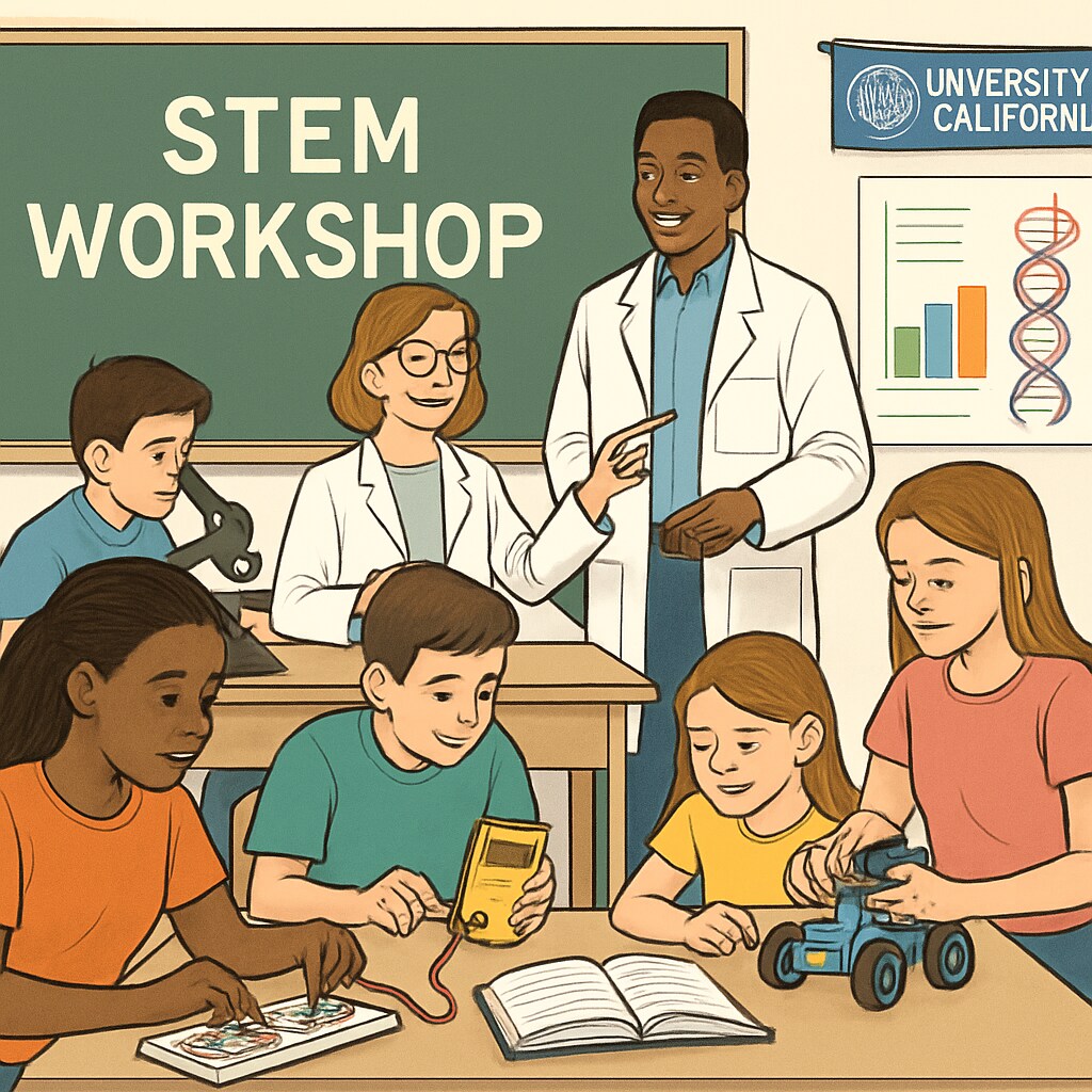 K12 students participating in a STEM workshop led by University of California researchers.