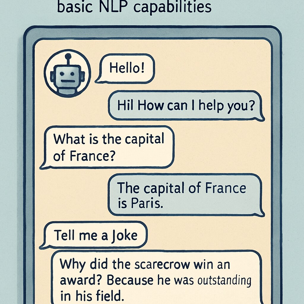Visual representation of a chatbot interface designed by students, demonstrating simple NLP capabilities. Chatbot project showcasing natural language processing in undergraduate AI courses.