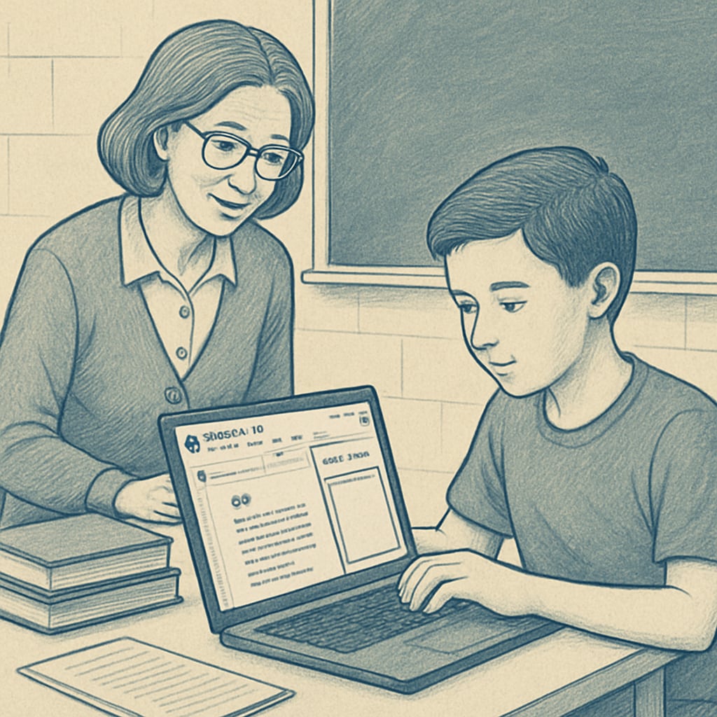 A teacher monitoring student writing on Google Docs using GPTZero technology Teacher using GPTZero to ensure academic integrity in student writing