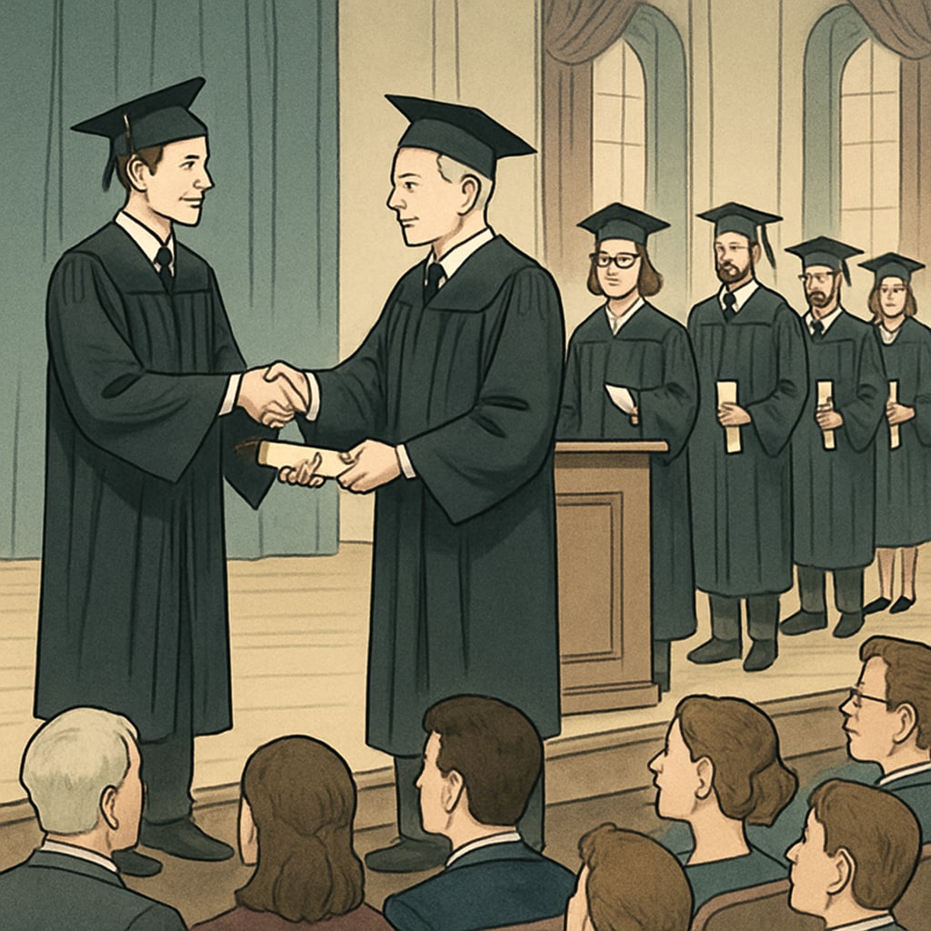 Graduation ceremony symbolizing integrity and honest effort in academics.