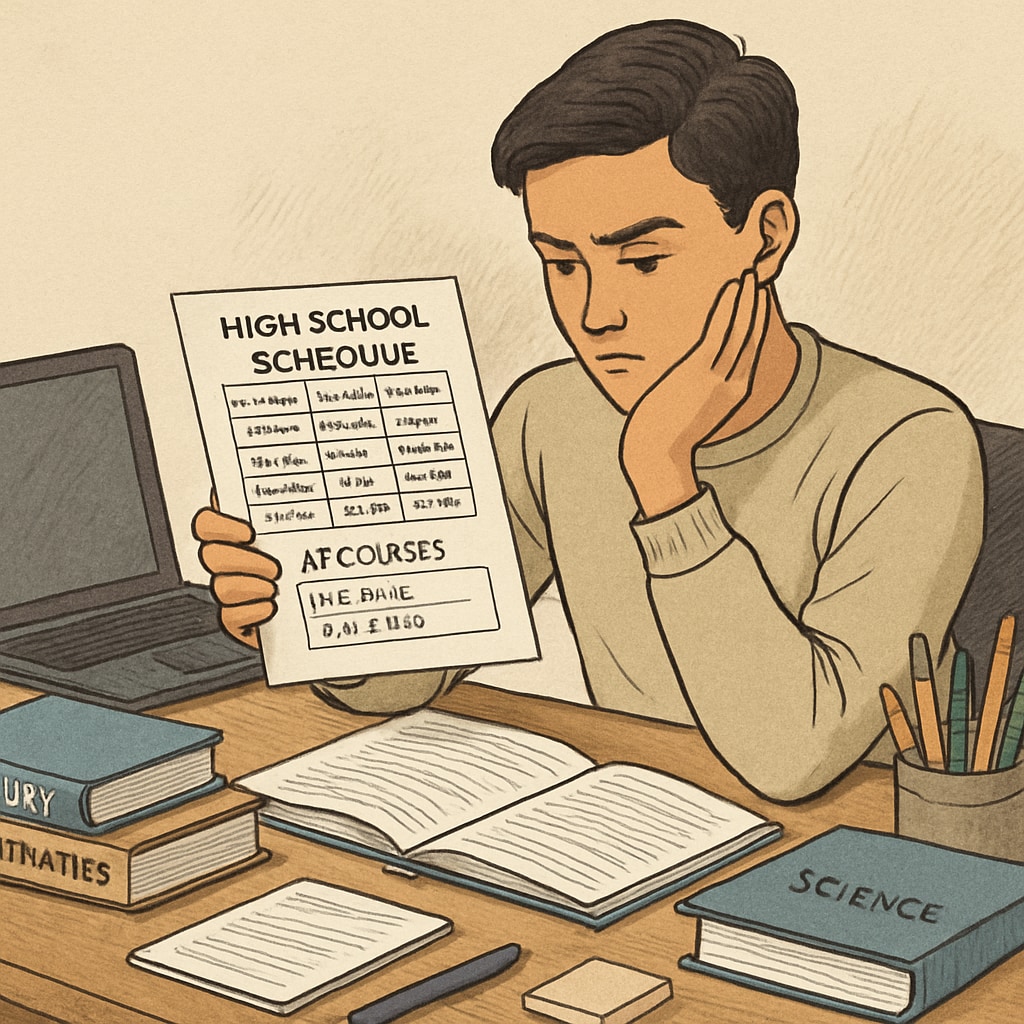 A student planning their AP courses with a focus on high school course scheduling.