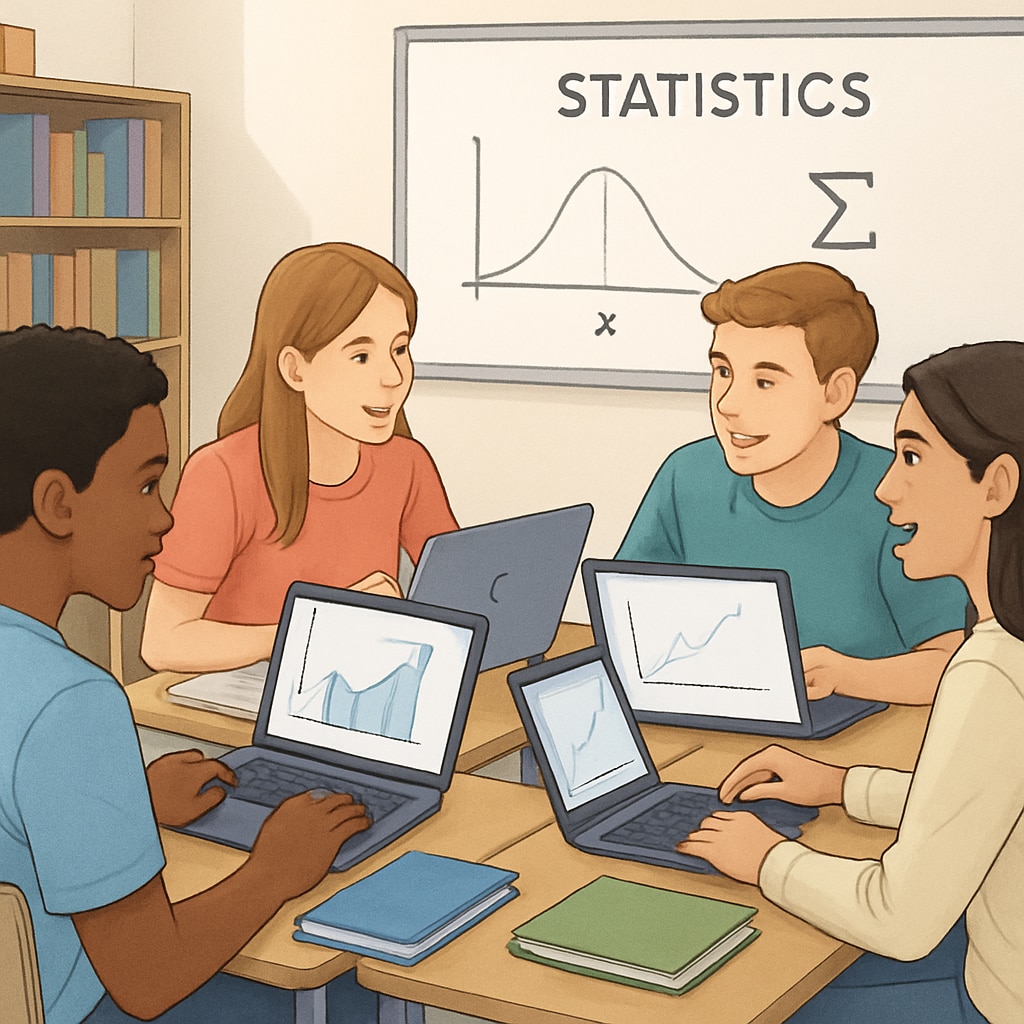 High school students solving statistics problems in an AP Statistics class.