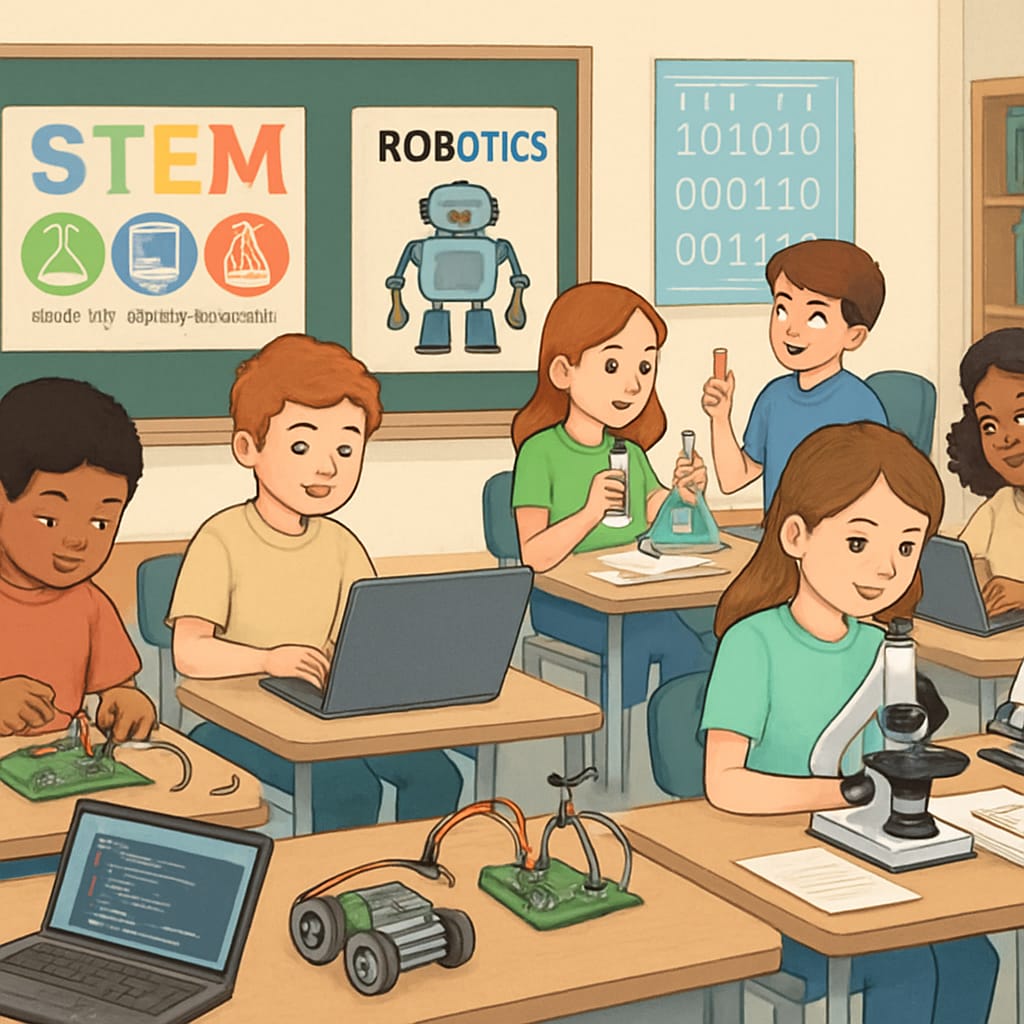 K12 students participating in STEM activities as preparation for university-level challenges.