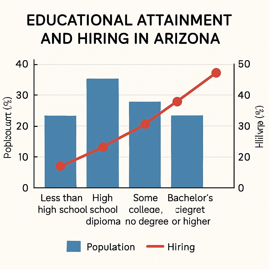 A chart illustrating the relationship between diploma attainment and employment opportunities in Arizona.