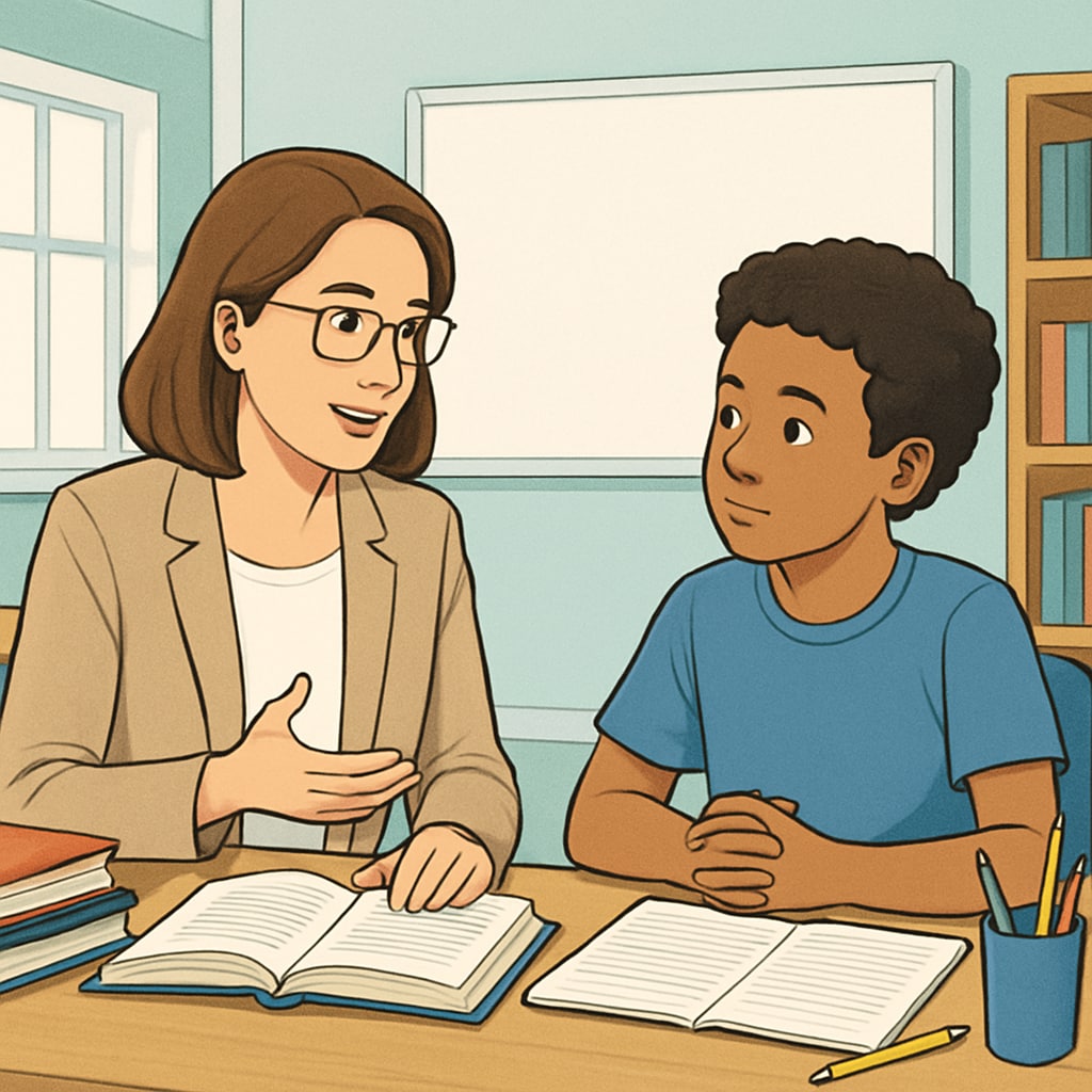 A tutor helping a youth plan their return to education in the UK.