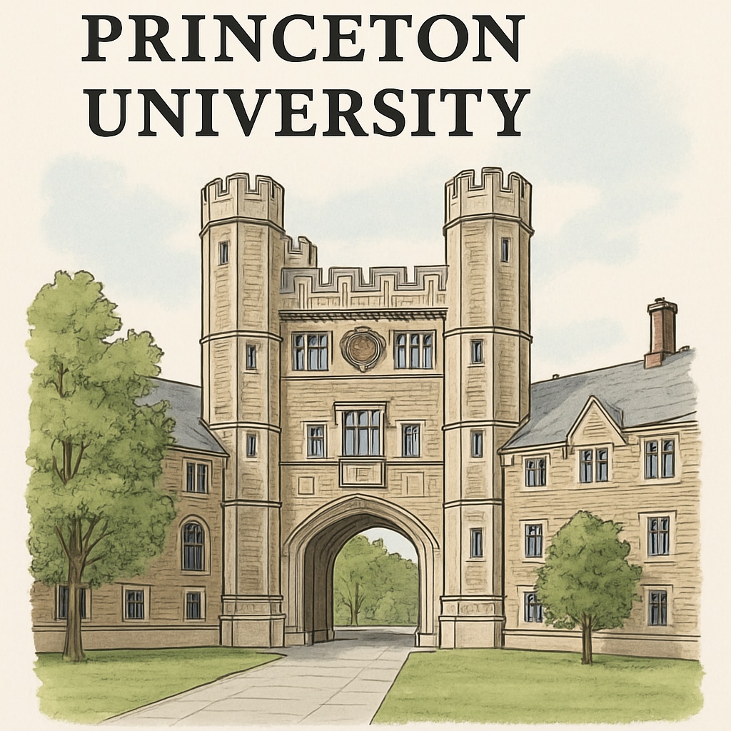 A shot of Princeton University's iconic architecture, symbolizing prestige and tradition. Princeton University's iconic architecture representing Ivy League prestige.
