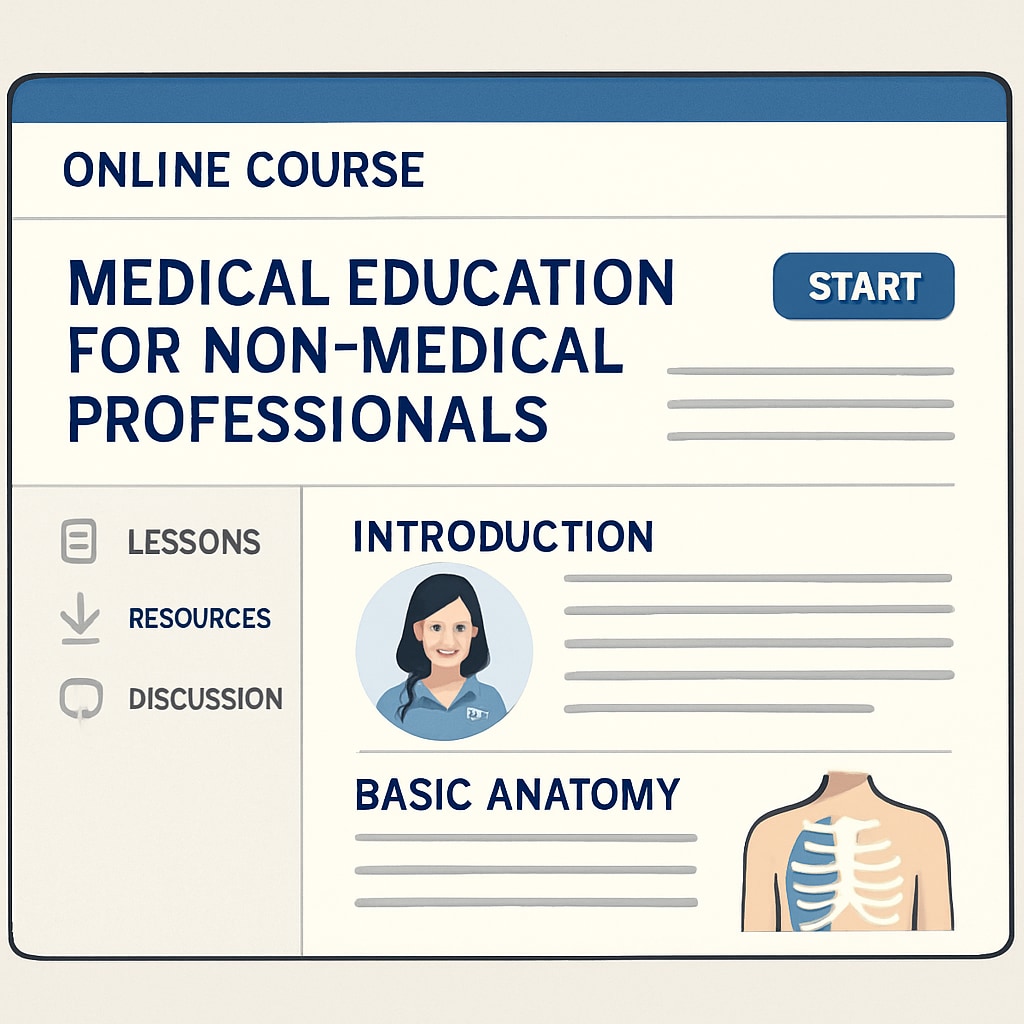 A screenshot of an online course platform showing a medical education module for non-medical professionals. An online platform interface displaying a medical course tailored for educators.