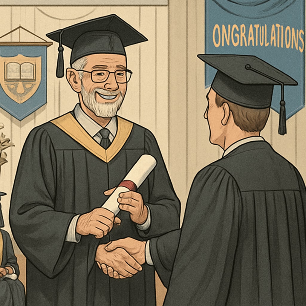 Older student graduating, representing the success of lifelong learning.