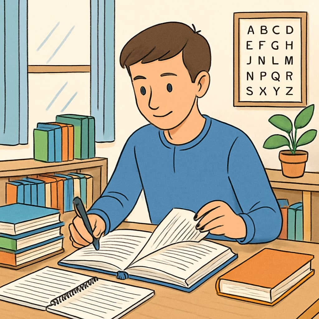 Student reviewing notes for academic recovery in the UK.