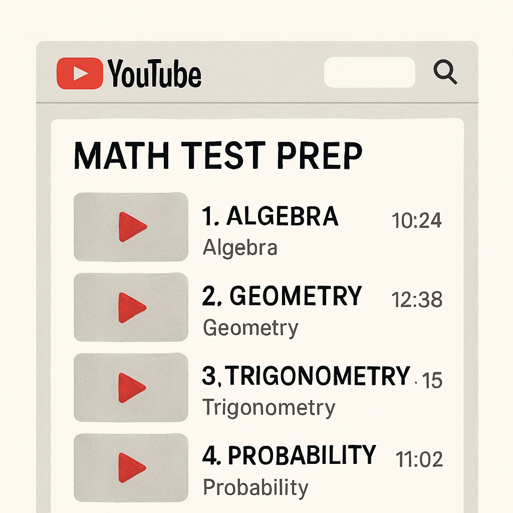 A screenshot of a YouTube playlist featuring math test preparation videos. YouTube playlist for math ability test prep, ideal for campus recruitment.