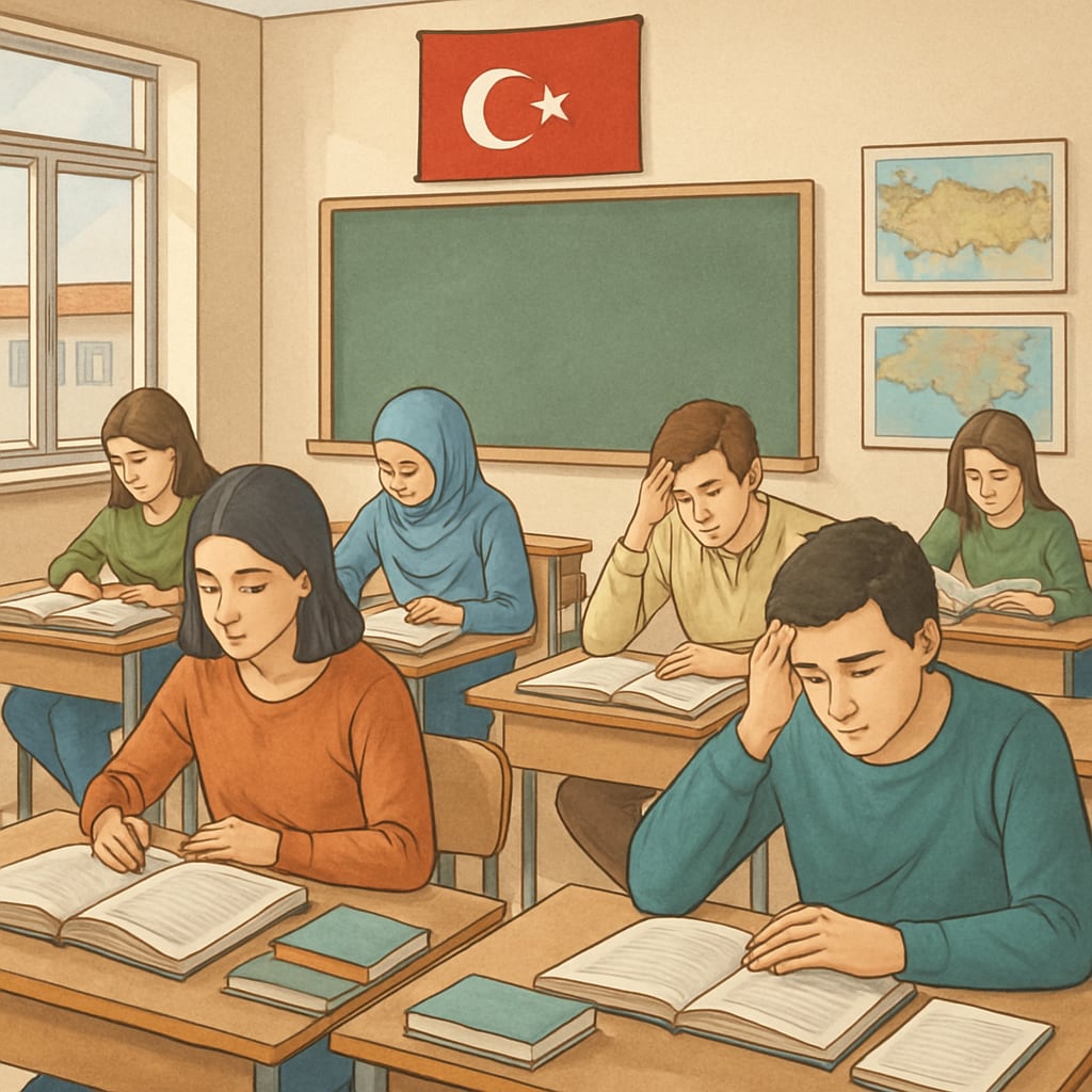 Students in Turkey’s exam-driven education system preparing for exams