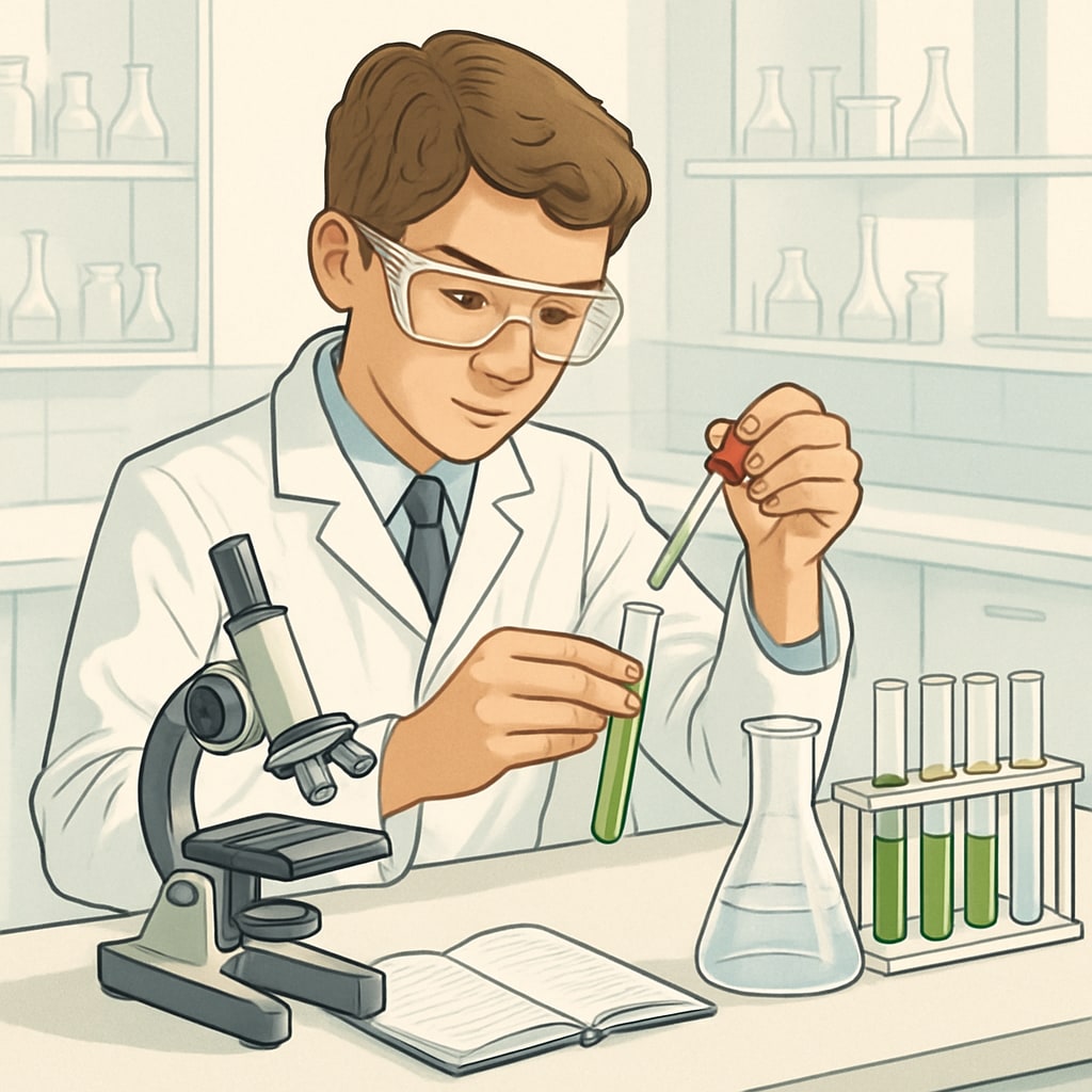 British student in a lab, conducting a biology experiment; highlights the practical focus of A Levels.