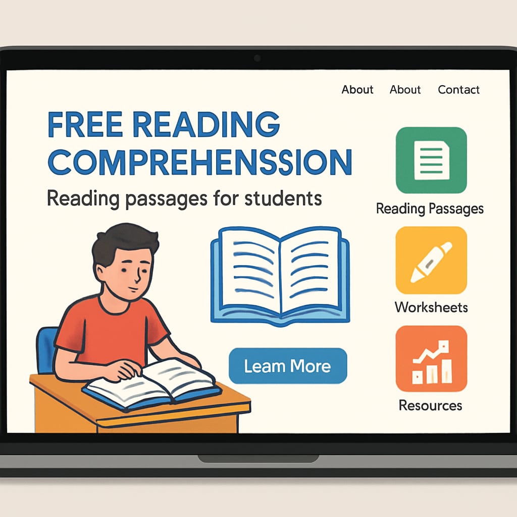 Free reading comprehension tools shown on a laptop screen, enhancing student engagement and assessment.