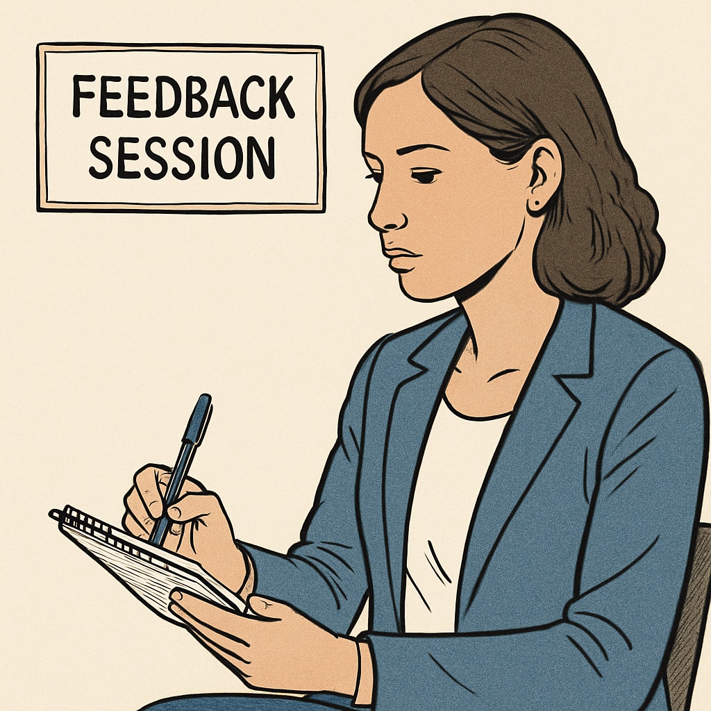 A close-up of a woman entrepreneur taking notes during a feedback session in a communication workshop. A woman writing feedback notes during a communication skills session led by Sadhguru.