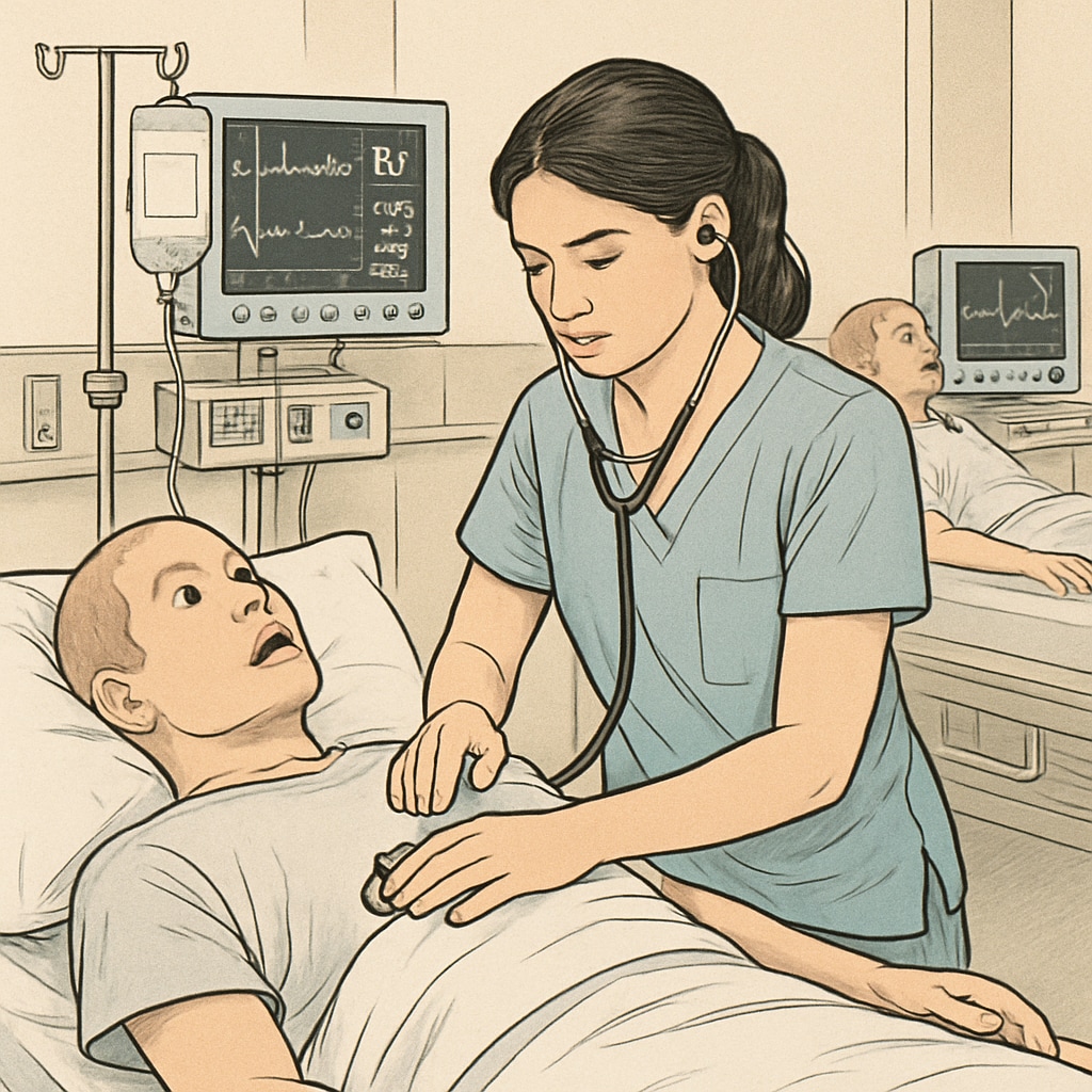 A nursing student working in a simulation lab equipped with advanced medical equipment, emphasizing the importance of hands-on learning. Nursing student practicing in a simulation lab with advanced equipment
