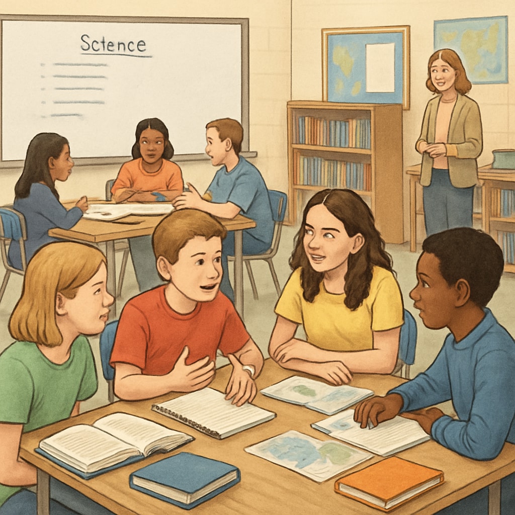 U.S. classroom with students engaged in collaborative learning, highlighting holistic education.