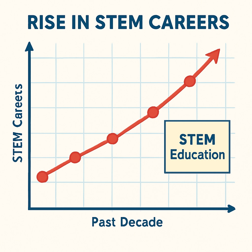 A chart illustrating the rise in STEM-related careers over the past decade, emphasizing the importance of STEM education. A graph showing the growing demand for STEM careers.