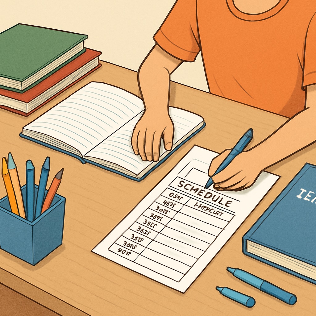 Student planning a schedule for physics backlogs, time management, and exam preparation.
