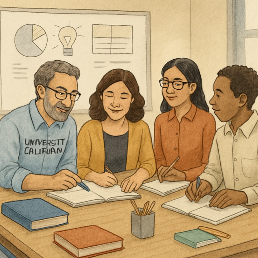 University of California professor working with K12 educators on lesson plans