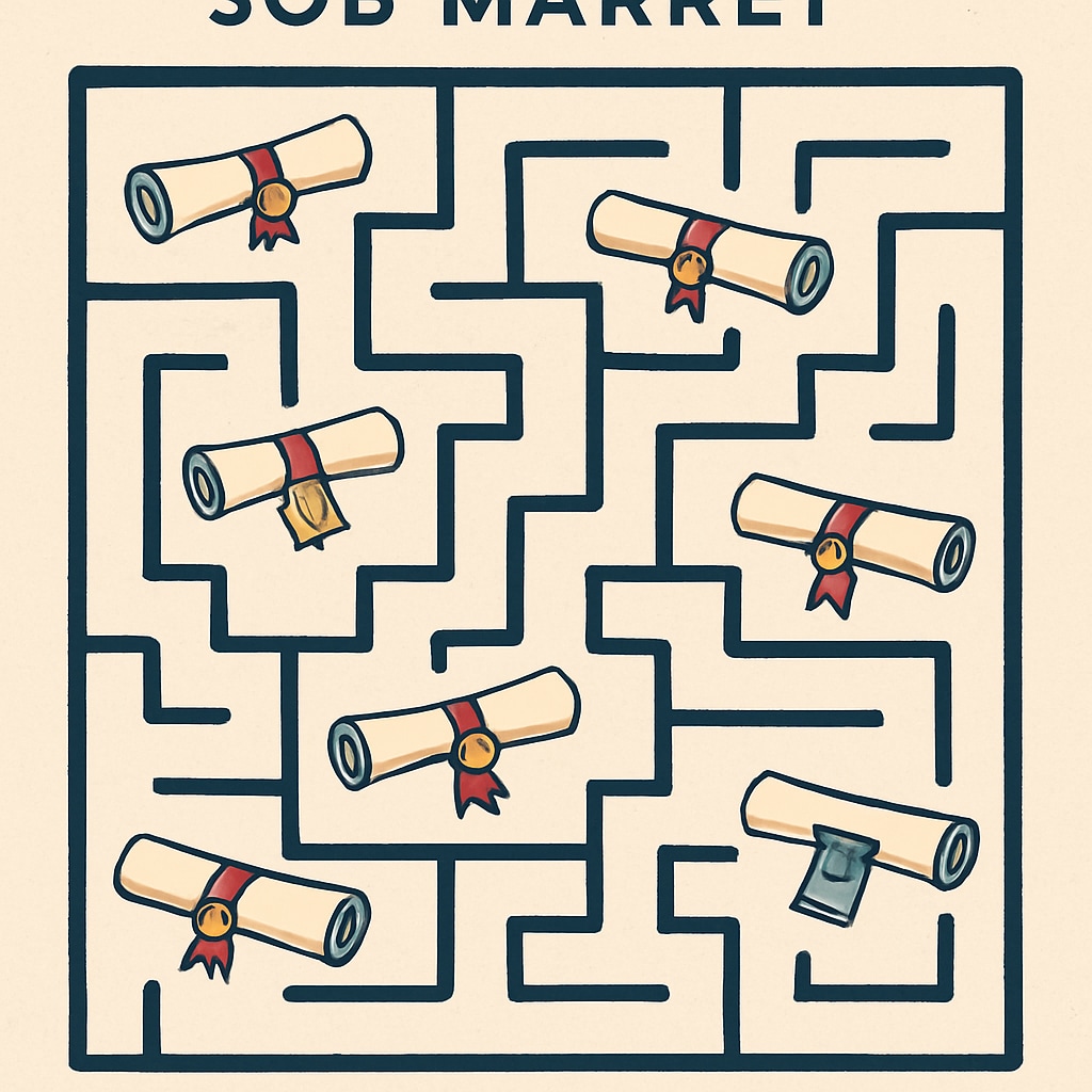 A conceptual illustration of a maze labeled A maze labeled