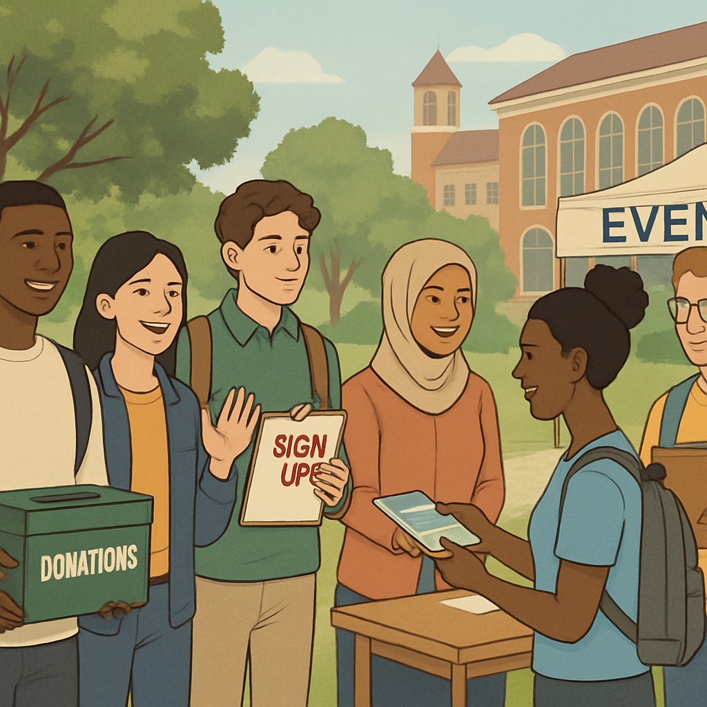 A diverse group of students participating in a campus event, symbolizing inclusion and community engagement. University success traits - inclusive campus culture