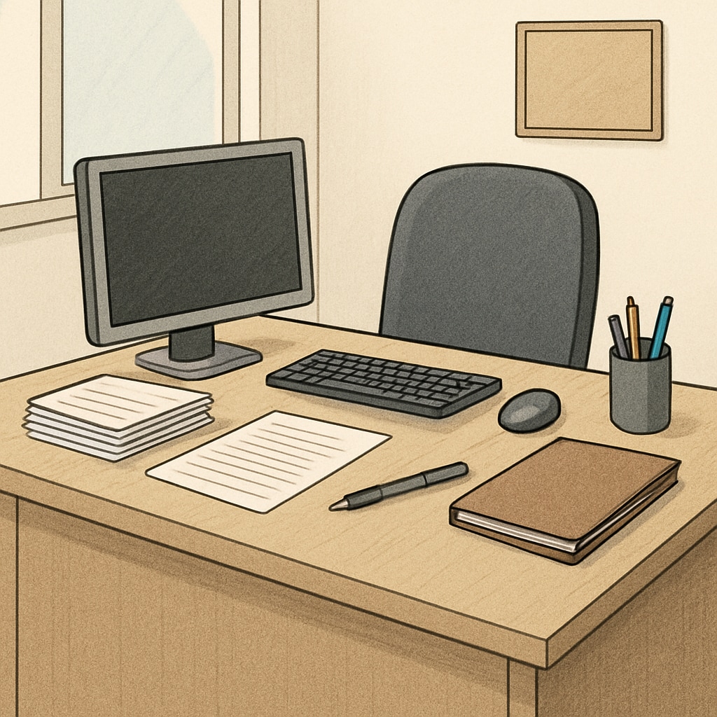 An empty school administrator's desk symbolizing the lack of support in appeals processes. An empty desk representing the ineffective appeals process for teacher errors in AP Physics C.