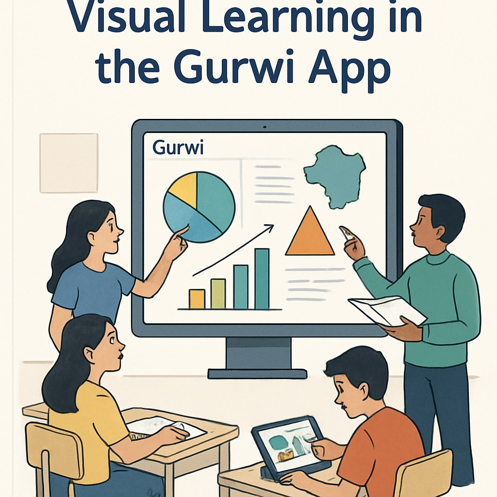 Students using Gurwi app for interactive learning with visual tools.