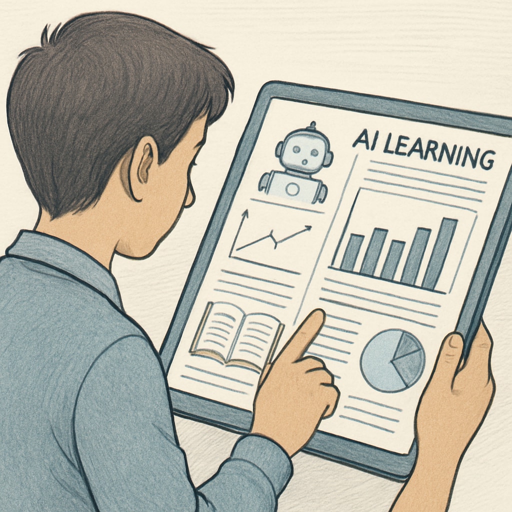 A student learning with an AI educational platform, highlighting academic tools.
